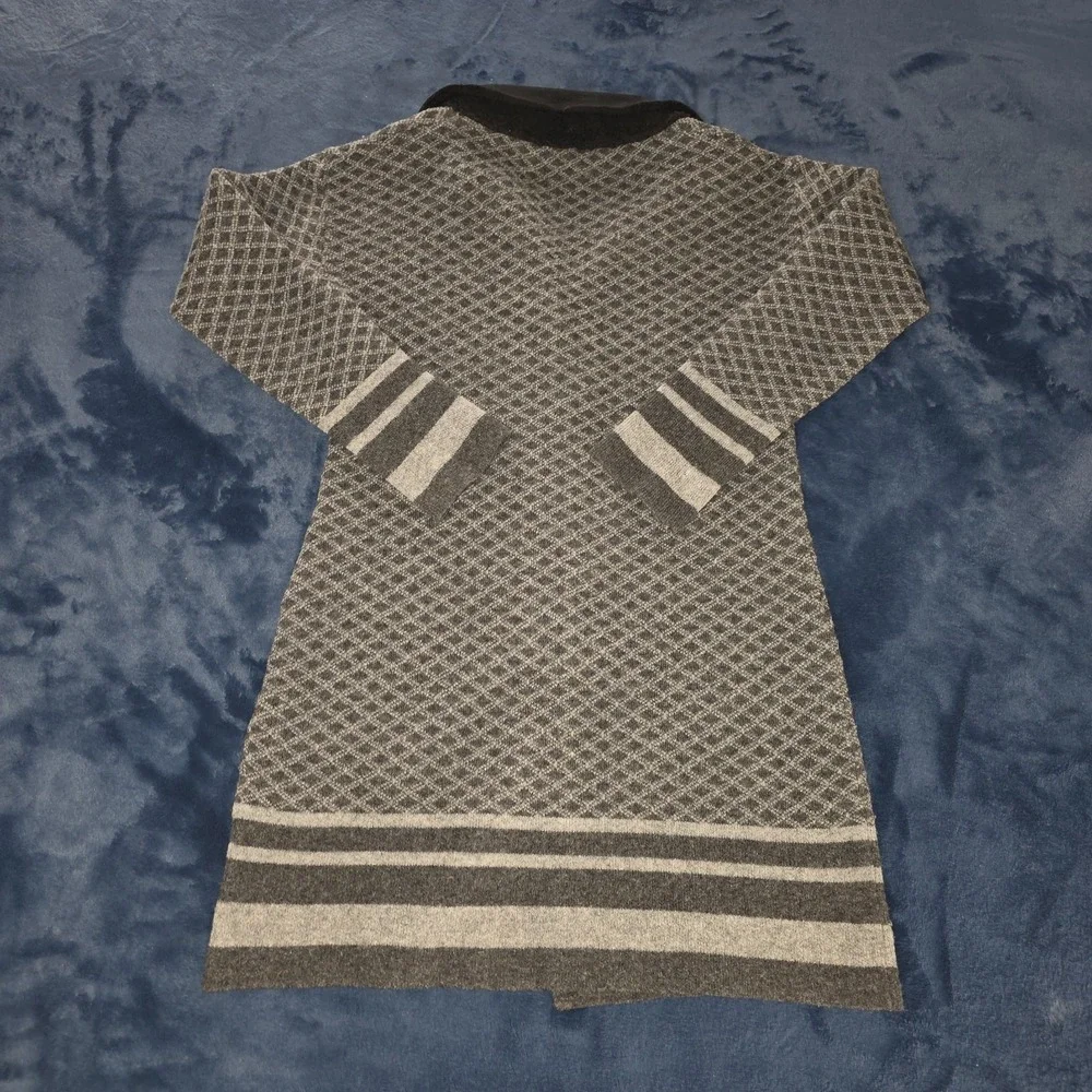 A. IDA Made In Italy Knit Cardigan Wool Blend Button Up Geometric Pattern Medium - Picture 4 of 14